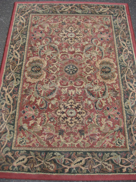 RUG #077, Rust & Green Floral 1.7m x 1.2m